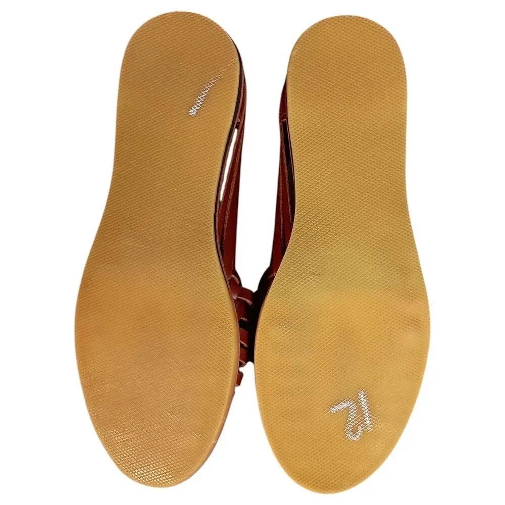 Nisolo Huarache Sandal Brandy Women's 8.5 Leather Flat Woven